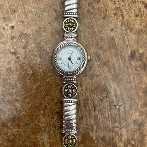 VINTAGE retired Brighton silver and gold Helena toggle clasp watch‎